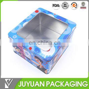 tin box with window, clear top tin box, metal cosmetic box