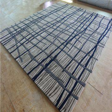 Navy Blue Rose Rugs Wool Hand Tufted Carpet Large Rugs For Living Room photo-2