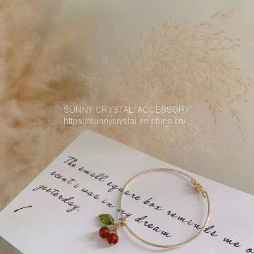 Strawberry crystal bracelet necklace set