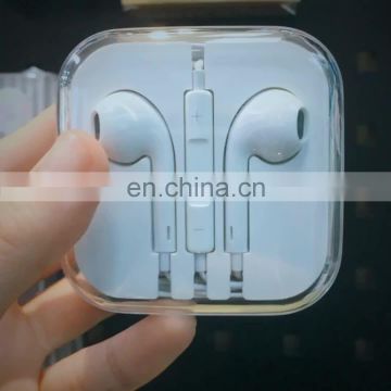 Cheap Cute White Color Wired Control Earphone Earbuds with Plastic Storage Case for iPhone 5/6