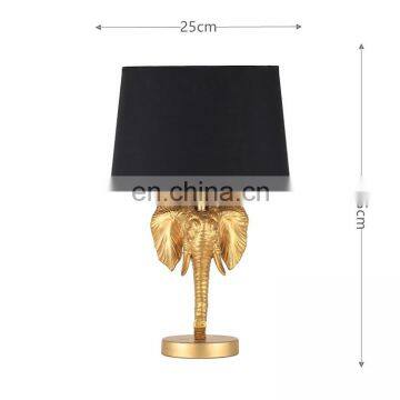 Luxury gold hotel bedside lamp bulk cheap unique elephant table lamp reading lamp