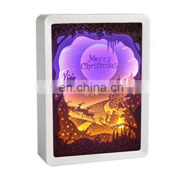 Valentine Gift 3D Paper Cut Light Boxes Frame Night Lights Paper Sculptures Night Lamp photo-6