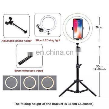 DDP Terms Wholesale 10 Inch Dimmable Live Broadcast Makeup Led Selfie Ring Light With Tripod Stand 160 210cm photo-5