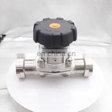 Stainless Steel Sanitary Threaded Diaphragm Valve With PTFE+EPDM diaphragm membrane