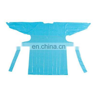 Factory price Blue color waterproof safety CPE protecting clothing Disposable Isolation Gown With Thumb Loop