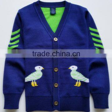 High quality sports Birds knitted pattern stylish sweater for children