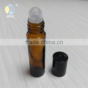 black plastic cap 10ml 1/3 oz amber glass roll on bottle