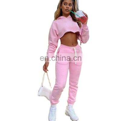 Customized wholesale two-piece women's casual wear two-piece hoodie plus size sweatpants suit jogging suit women