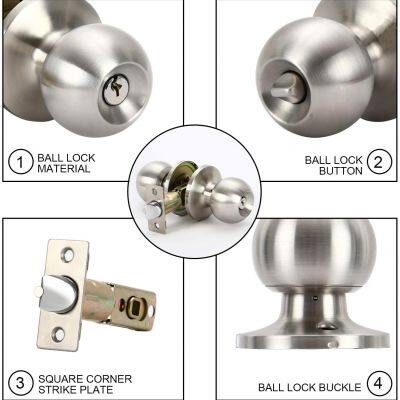 Grade 3 Residential Use Tubular Round Interior Knob Lock Door Handle photo-4