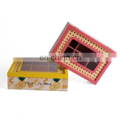 K&B New candy design red yellow large wooden storage boxes bins coffee tea box for home