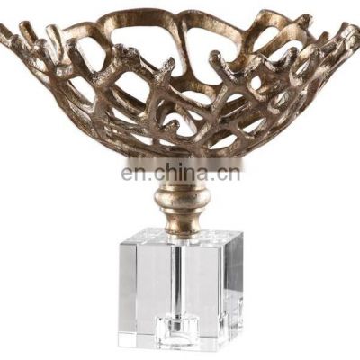 brass antique centerpiece display bowl