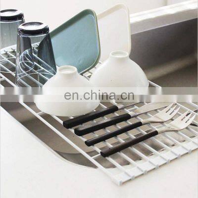 Stainless Steel Kitchenware Storage Shelves Over The Sink Roll Up Dish Drying Rack