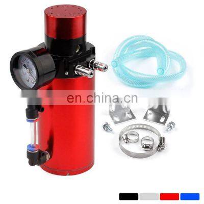 AUSO Universal Car Modified Round Oil Breathable Pot Waste Gas Oil Recovery Pot With Vacuum Pressure Gauge