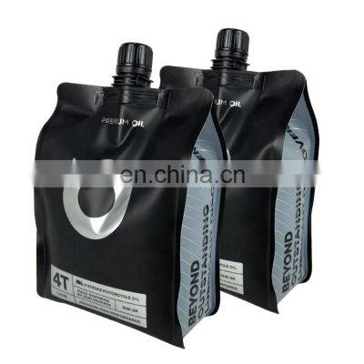 Reusable aluminium foil flat bottom spout pouches 1 liter 5 liter for Engine oil