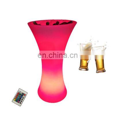 RGBW colors battery square ice bucket led party rental PE plastic glow club beer tray 40cm rectangle beer wine LED ice bucket