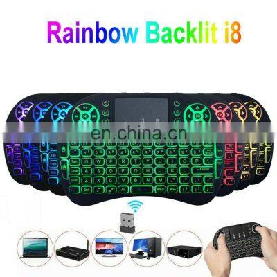 2020 Hot Selling Backlight 2.4GHz i8 Mini Wireless Keyboard Touch Pad i8 Air Fly Mouse Backlit Keyboard for Android tv Box photo-4