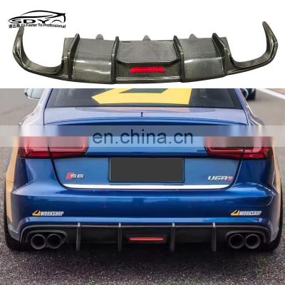 A6 S6 C7 KB Style Carbon Fiber Rear diffuser With Light Rear Bumper Lip For Audi A6 Sline S6 C7 2012-2015