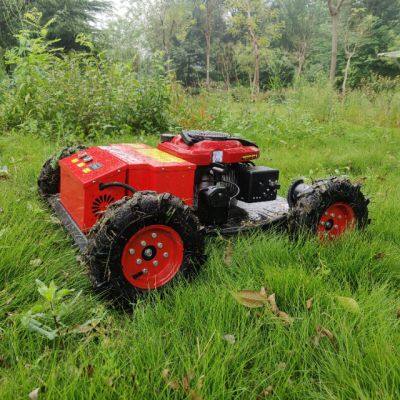 Cortador de grama industrial sem fio com recarga automática e controle remoto para colinas