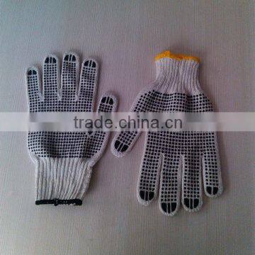 Best,cotton drill polka pvc dotted safety chips working gloves