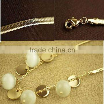 Latest Simple Design Metal Round Pieces Imitation Opal Pendant Necklace for Women photo-2
