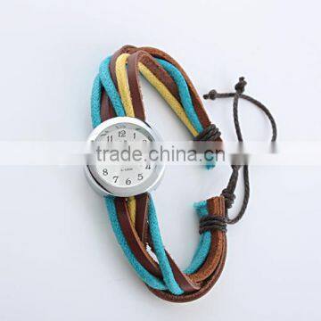 ESS colorul rope leather woven bracelet quartz watch LD053