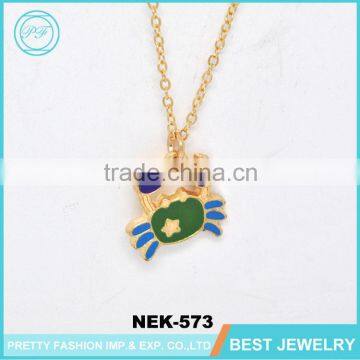 Yiwu Latest Designs Gold Plating Cancer Crab Necklace Jewelry