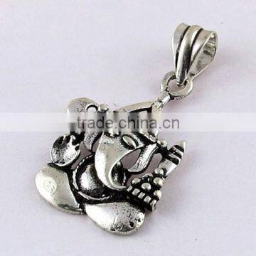 Plain Silver Oxidized Lord Ganesh Silver Pendant, 925 Silver Jewellery, Sterling Silver Jewellery photo-3