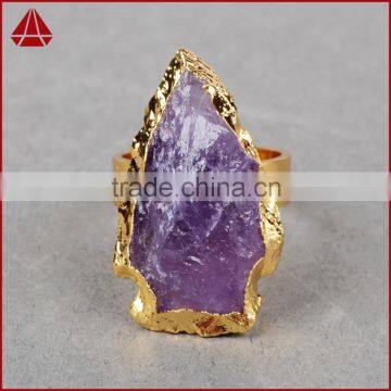 Natural Rough Stone Arrowhead Amethyst Ring photo-3