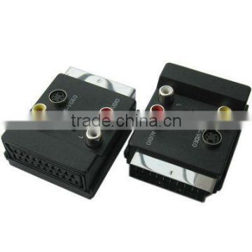 Shenzhen Wholesales Scart male to scart female and 3 RCA female with switch