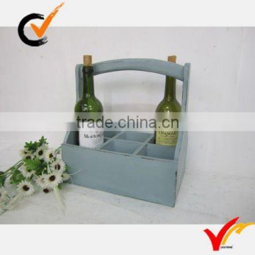 Shabby chic wooden wine basket -6 bottle