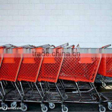 supermarket trolley with plastic