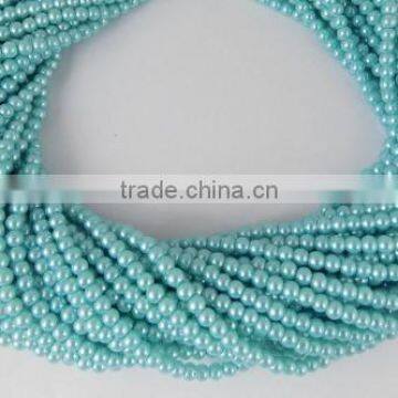 5 Strand Pale Turquoise Glass 4.5mm Smooth Rondelle Acrylic Pearl beads,Jewelry Beads,Pearlized Beads,16" Long