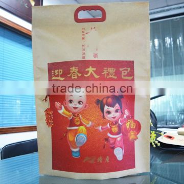 high quality big kraft paper custom printing lamination plastic bag with handle