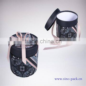 Eco-friendly and Customize Craft Cylinder Paper Boxes with ribbon