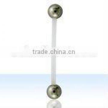 Steel ball barbell with PTFE post - 14g, 7/8", 6mm balls