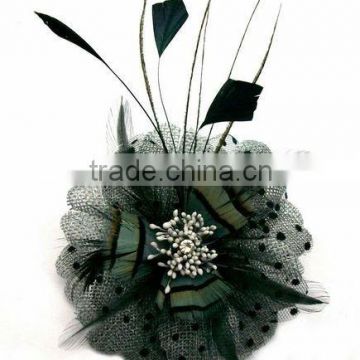 fashion flower brooches with feather for custome x-527