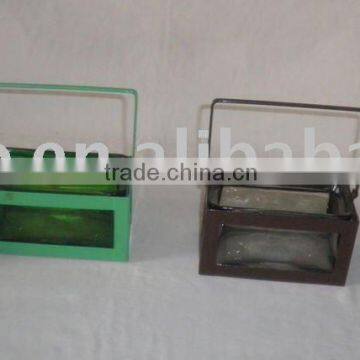 glass pot with iron stand;glass flower pot;flower pot