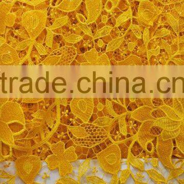 Fashion design sequinse guipure/french lace fabric with flower CL4076 yellow