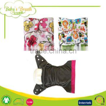 PCB-02 Cartoon Wave Printed Charcoal Bamboo Baby Pocket Nappy Cloth Diapers