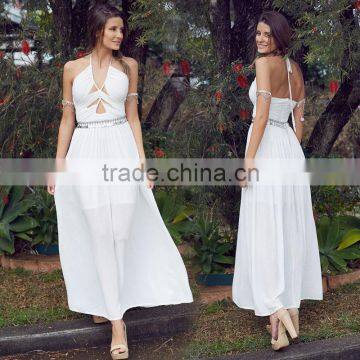Straps halter neck modern fashion beautiful night dress maxi evneing dress gown