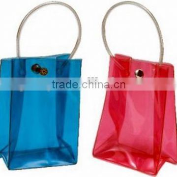 hand ring durable pvc wine bottle ice cooler bag