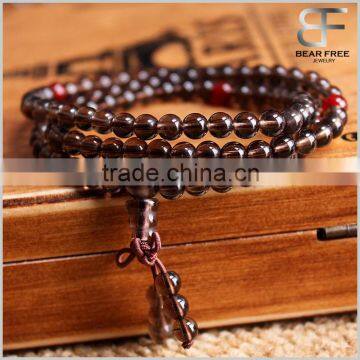 Yoga Meditation Natural Smoky Quartz 108 Prayer Beads Mala Wrap Bracelet or Necklace