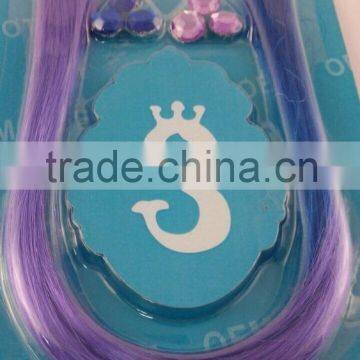 Promotional Gift Purple Wig With Velcro Hair Accessory Strands Set for Girls photo-2