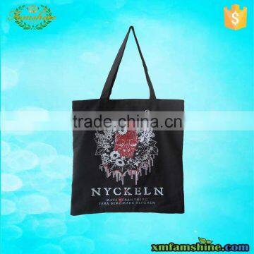 eco-friendly reusable shopping custom black cotton bag