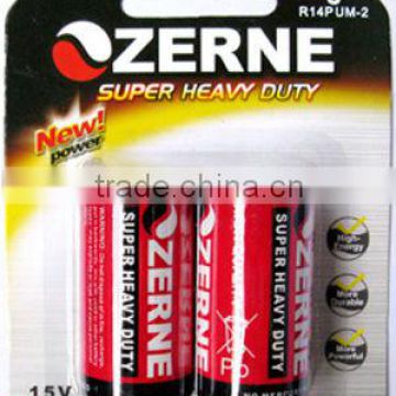 Heavy duty battery C SIZE R14 2pcs per card