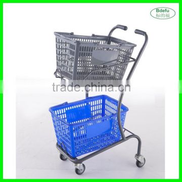 Plastic double basket shopping cart