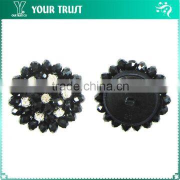 Seven Clear 5MM Clear Rhinestone Black Beads Shank Shirt Cover Button