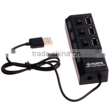 4-Port USB 2.0 Hub with Individual Power Switches and LEDs