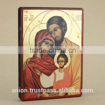 Greek & Russian Orthodox Wooden Icon. Holy Family