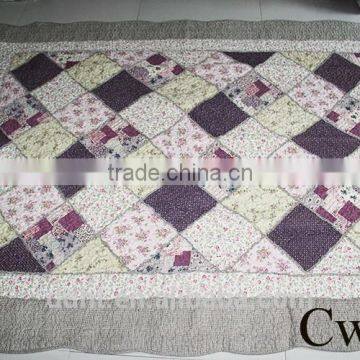 Coffee Lacework Floral Tartan Patchwork Floor Mats / Patchwork Carpets